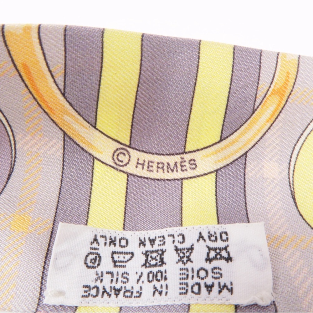 HERMES Twilly Scarf Scarves Silk Gray Orange Yellow - Picture 7 of 10
